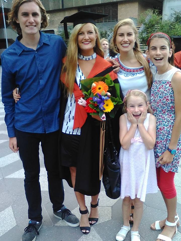 Mia graduating from UTS with her siblings